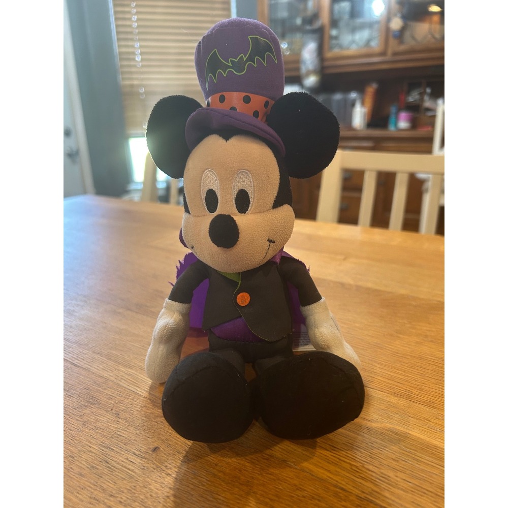 Disney Mickey Mouse Halloween Vampire Plush Purple Hat Cape Just Play 12 Inch